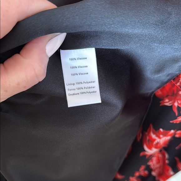 Autumn Adeigbo// Floral Black and Red Zoe Asymmetrical Ruffle Hem Dress - Picture 10 of 10